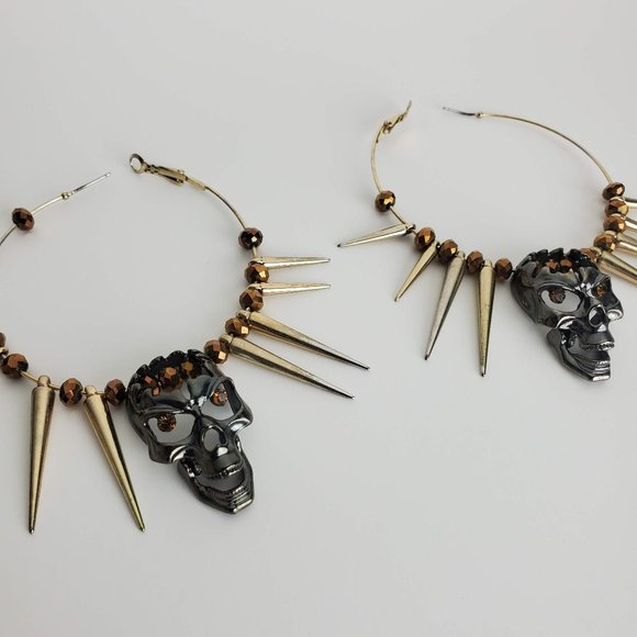 Jewelry - Skull Hoops with Spikes Earrings